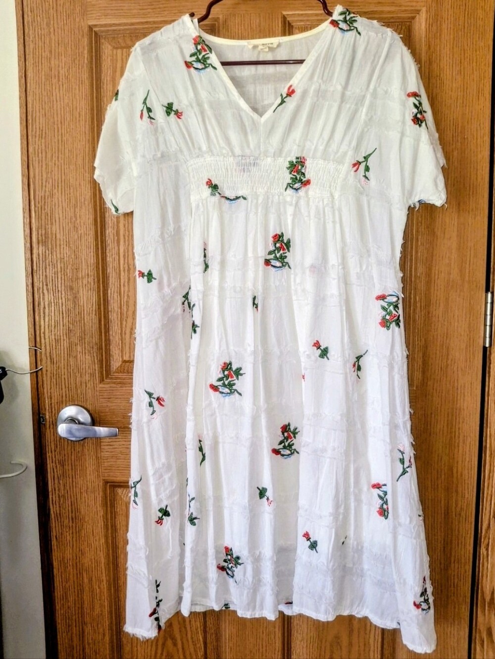 Pink Ripple Boho Maternity Midi Dress